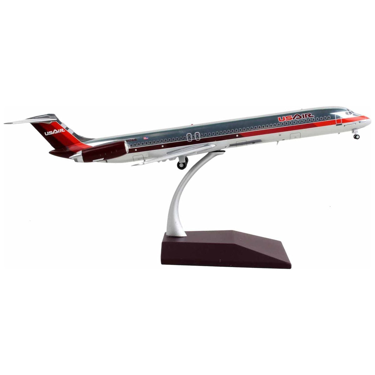 McDonnell Douglas MD - 82 Commercial Aircraft "USAir" Silver with Red Stripes "Gemini 200" Series 1/200 Diecast Model Airplane by GeminiJets - GeminiJets - ModelCars.com