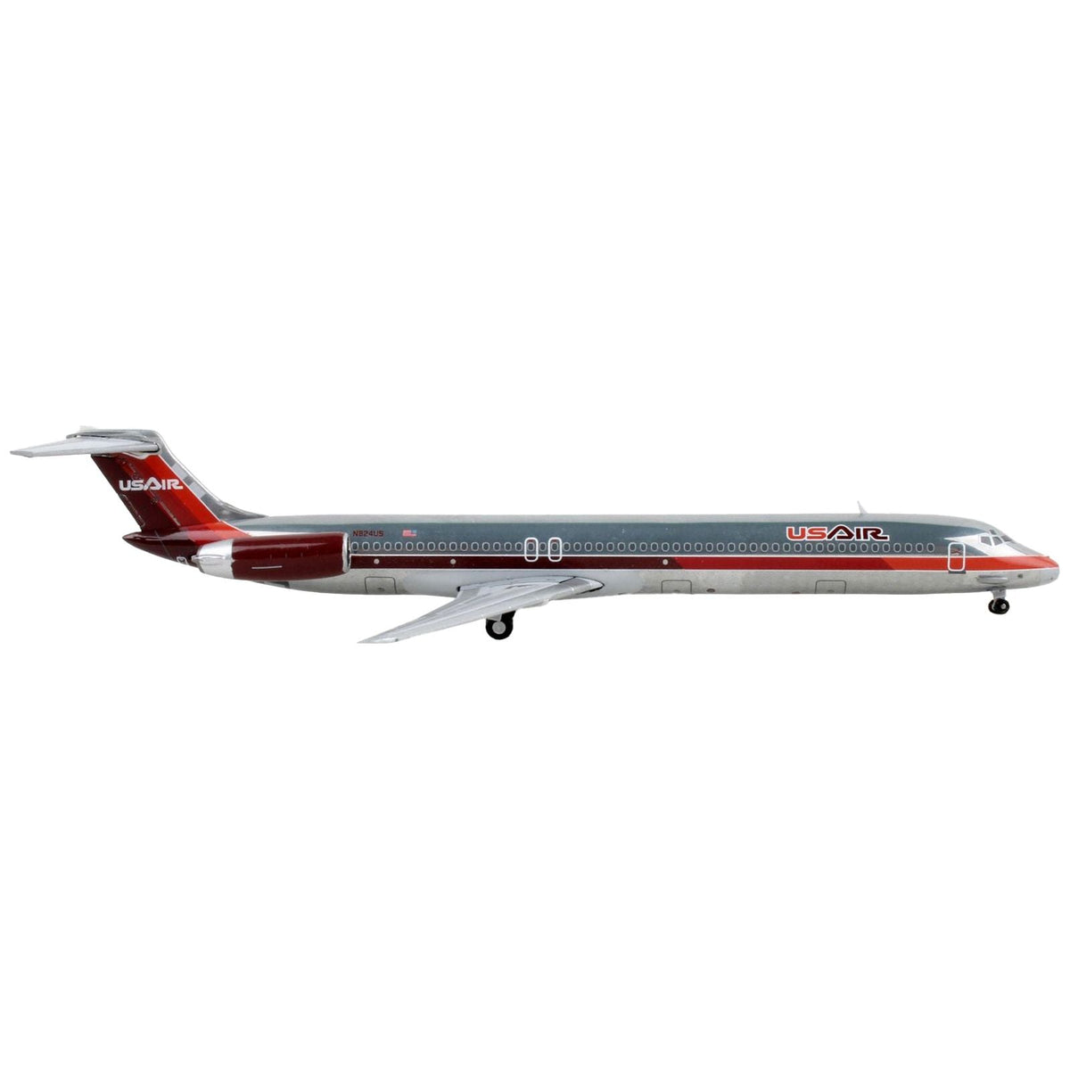 McDonnell Douglas MD-82 Commercial Aircraft "USAir" Silver with Red Tail 1/400 Diecast Model Airplane by GeminiJets-GeminiJets-ModelCars.com