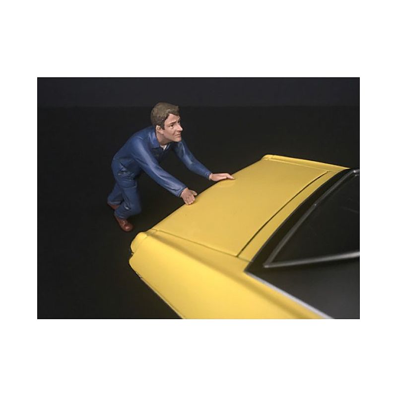 Mechanic Darwin Pushing a Car Figurine for 1/18 Scale Models by American Diorama - American Diorama - ModelCars.com