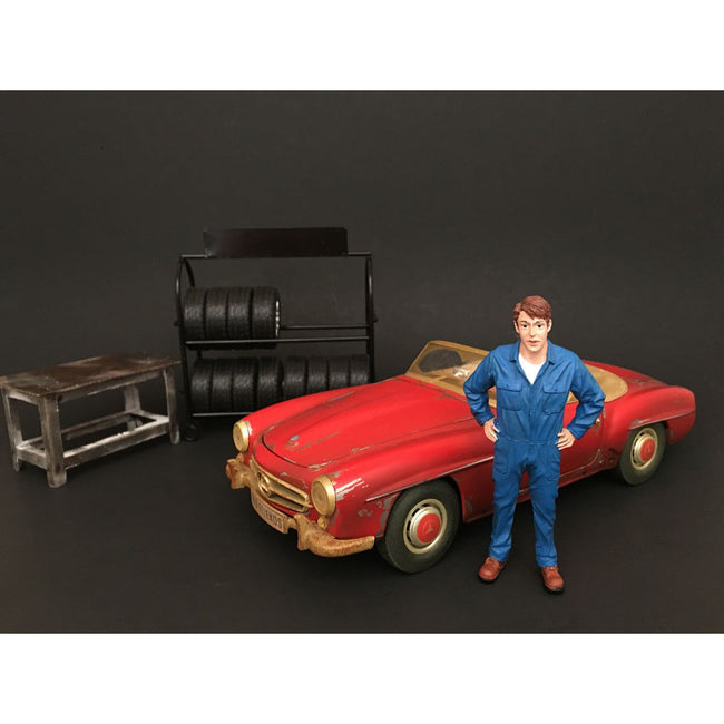 Mechanic John Inspecting Figure For 1:24 Scale Models by American Diorama-American Diorama-ModelCars.com