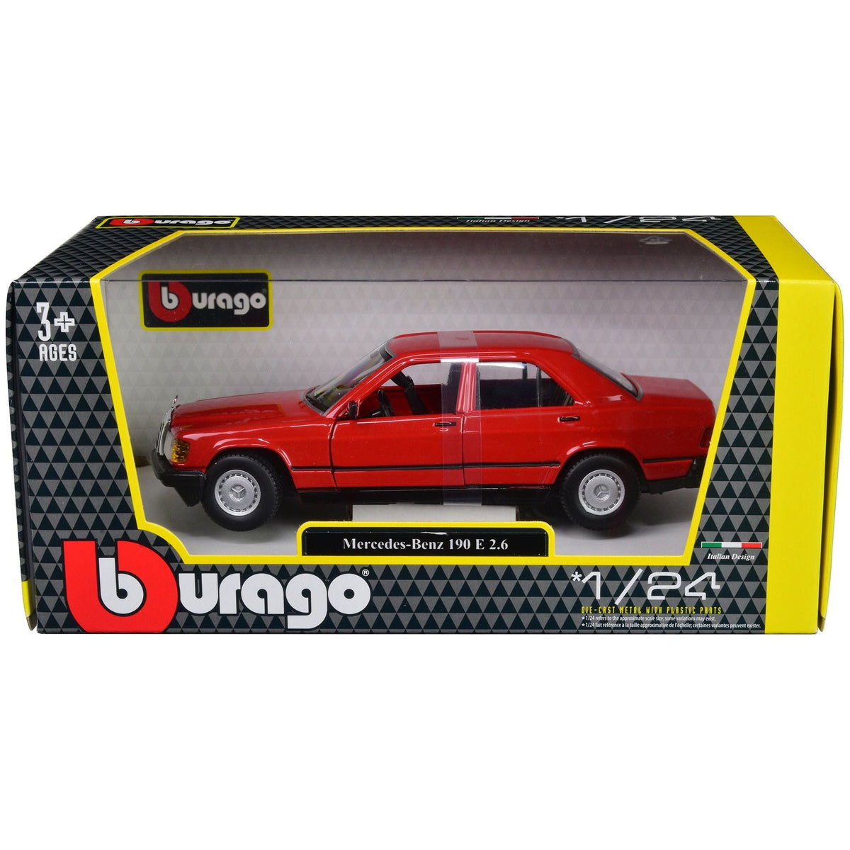 Mercedes - Benz 190 E 2.6 Red 1/24 Diecast Model Car by Bburago - Bburago - ModelCars.com