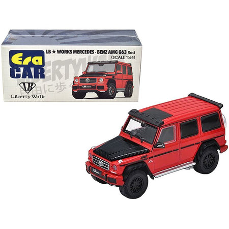 Mercedes-Benz AMG G63 LB Works Wagon Red with Carbon Hood 1/64 Diecast Model Car by Era Car-Era Car-ModelCars.com