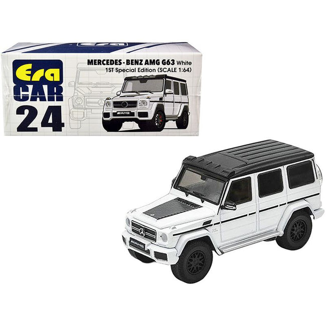 Mercedes Benz AMG G63 White with Black Top 1st Special Edition 1/64 Diecast Model Car by Era Car - Era Car - ModelCars.com