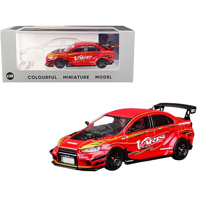 Mitsubishi Lancer Evolution X CZ4A Ver. 2 Wide Body RHD (Right Hand Drive) "Varis" Red with Graphics 1/64 Diecast Model Car by CM Models - CM Models - ModelCars.com