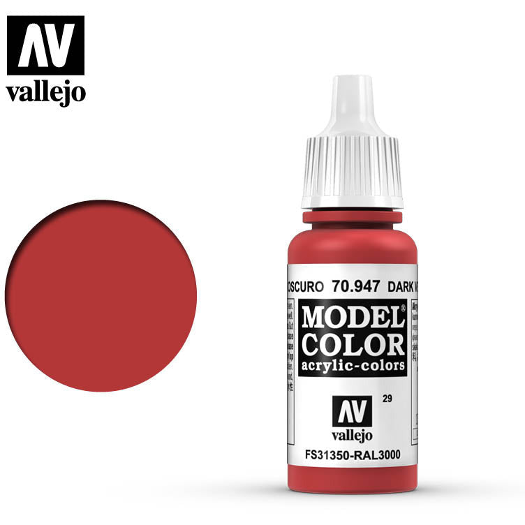 Vallejo Model Color Dark Vermilion 70947 for painting miniatures