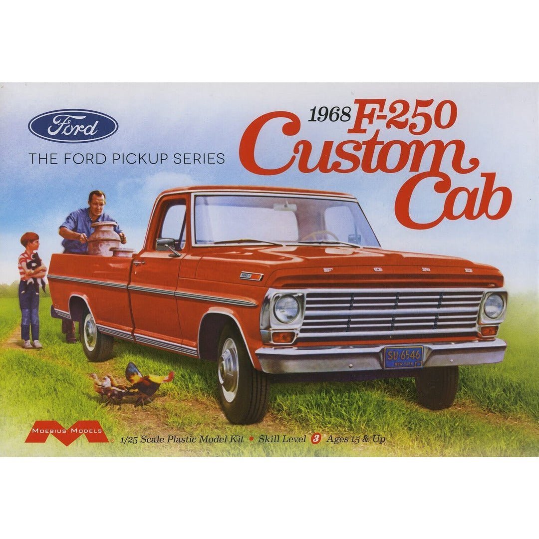 Moebius 1968 Ford F-250 Custom Cab Pickup 1/25 Scale Model Kit-Moebius-ModelCars.com