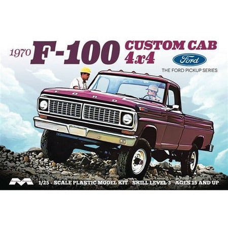 Moebius 1970 Ford F-100 Custom Cab 4x4 1/25 Scale Model Kit-Moebius-ModelCars.com