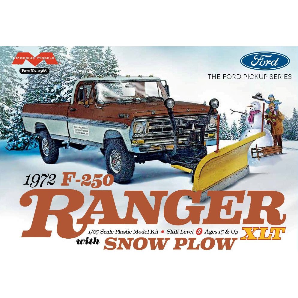 Moebius 1972 Ford F - 250 4x4 With Snow Plow 1/25 Scale Model Kit - Moebius - ModelCars.com
