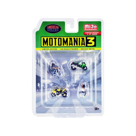 "Motomania 3" 4 piece Diecast Set (2 Figures and 2 Motorcycles) Limited Edition to 4800 pieces Worldwide for 1/64 Scale Models by American Diorama-American Diorama-ModelCars.com