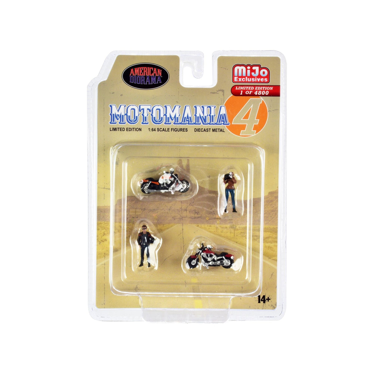"Motomania 4" 4 piece Diecast Set (2 Figures and 2 Motorcycles) Limited Edition to 4800 pieces Worldwide 1/64 Scale Models by American Diorama-American Diorama-ModelCars.com