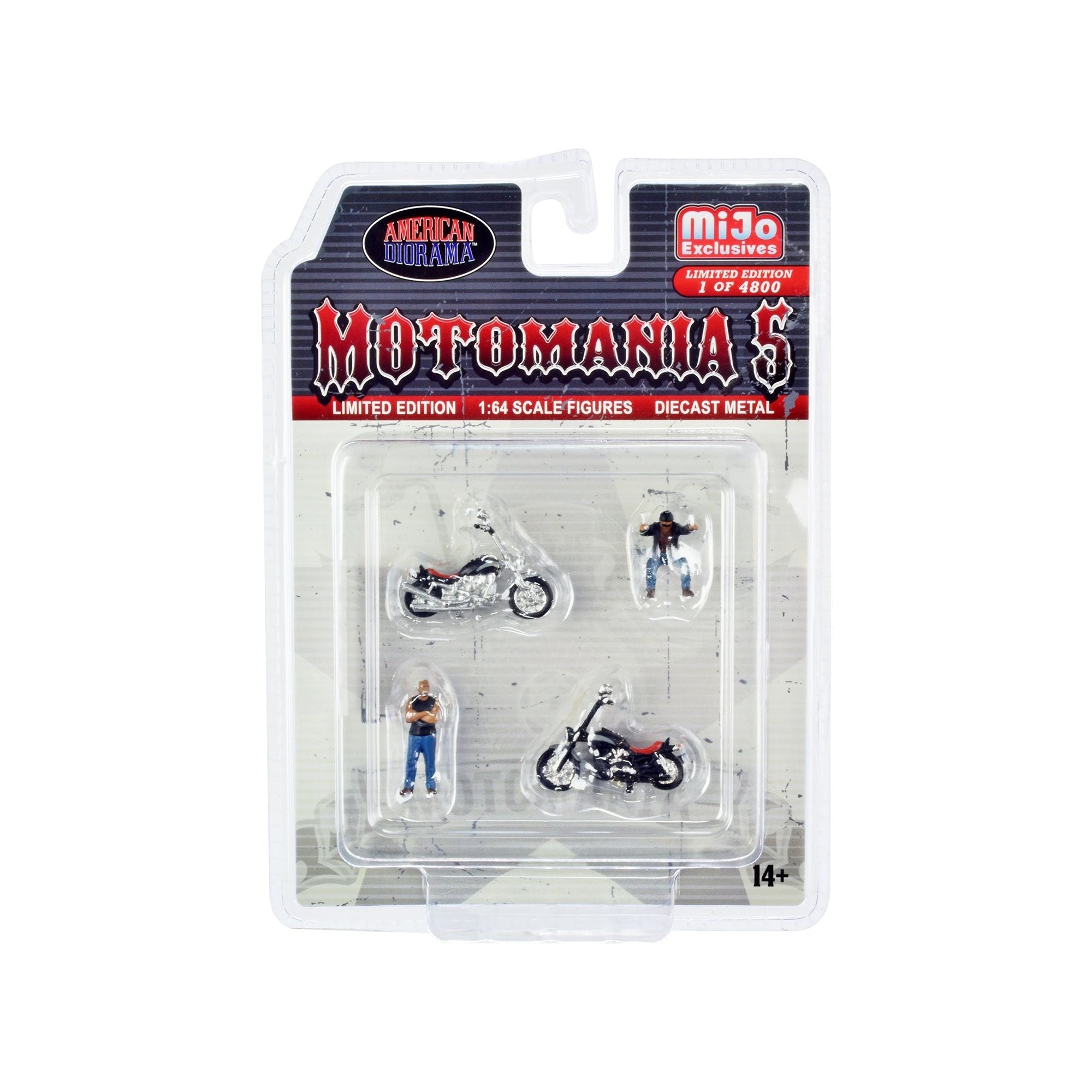 "Motomania 5" 4 piece Diecast Set (2 Figures and 2 Motorcycles) Limited Edition to 4800 pieces Worldwide for 1/64 Scale Models by American Diorama - American Diorama - ModelCars.com