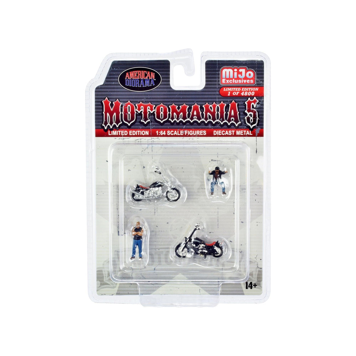 "Motomania 5" 4 piece Diecast Set (2 Figures and 2 Motorcycles) Limited Edition to 4800 pieces Worldwide for 1/64 Scale Models by American Diorama-American Diorama-ModelCars.com