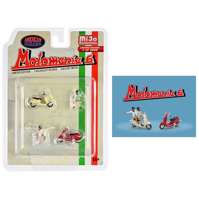 "Motomania 6" 4 piece Diecast Figure Set (2 Figures 2 Scooters) Limited Edition to 4800 pieces Worldwide 1/64 Scale Models by American Diorama - American Diorama - ModelCars.com