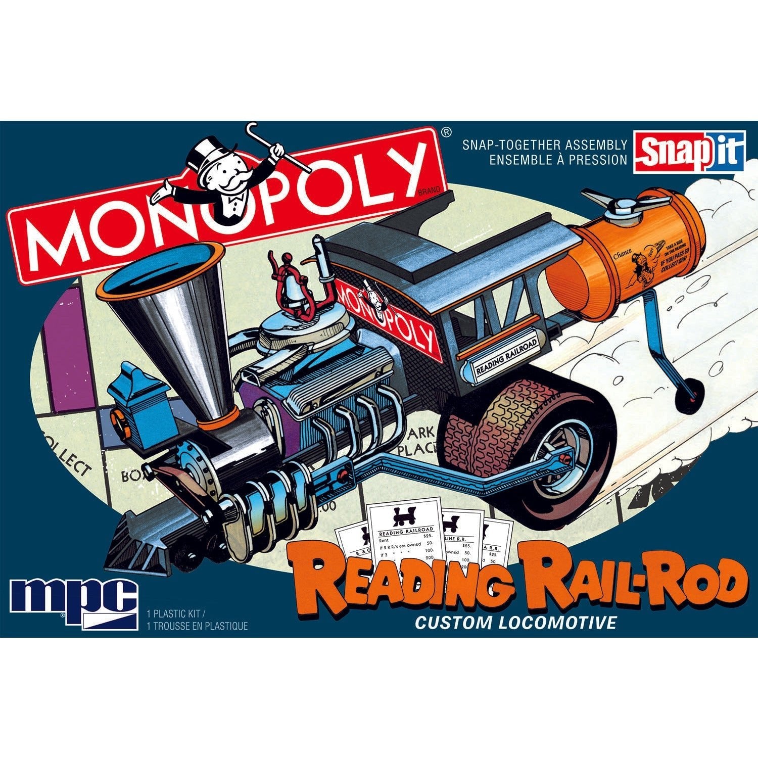 MPC Monopoly Reading Rail Rod Custom Locomotive (Snap) 1:25 Scale Model Kit - MPC - ModelCars.com