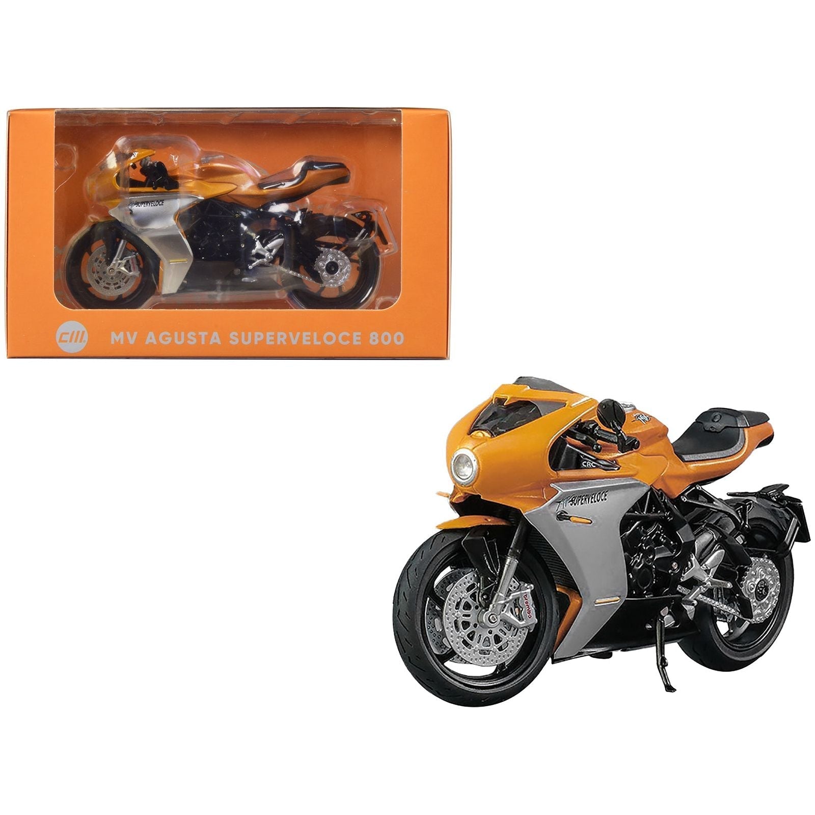 MV Agusta Superveloce 800 Motorcycle Orange and Silver 1/18 Diecast Model by CM Models - CM Models - ModelCars.com