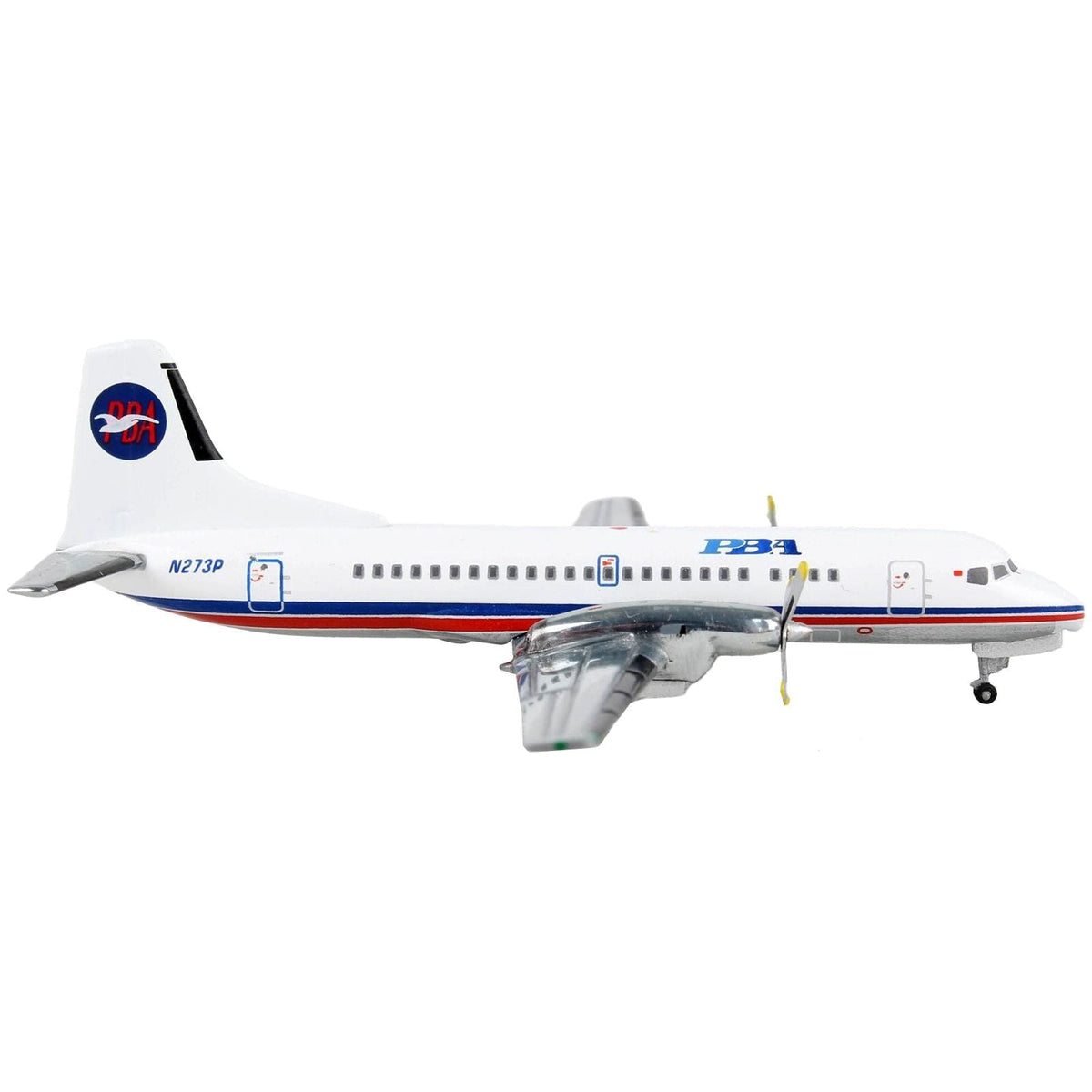 NAMC YS-11A Commercial Aircraft "Provincetown-Boston Airlines (PBA)" White with Red and Blue Stripes 1/400 Diecast Model Airplane by GeminiJets-GeminiJets-ModelCars.com