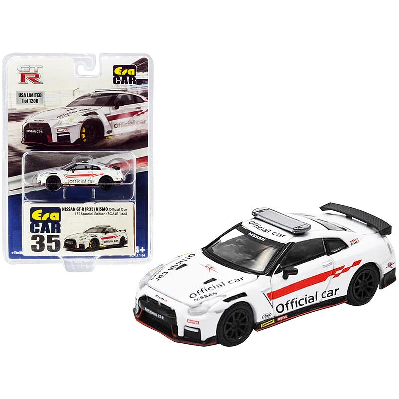 Nissan GT-R (R35) Nismo RHD (Right Hand Drive) "Official Car" White Limited Edition to 1200 pieces "Special Edition" 1/64 Diecast Model Car by Era Car-Era Car-ModelCars.com