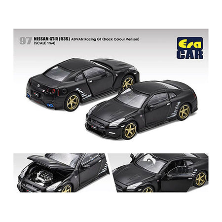 Nissan GT - R (R35) RHD (Right Hand Drive) Matt Black "Advan Racing GT" Limited Edition to 1200 pieces Worldwide 1/64 Diecast Model Car by Era Car - Era Car - ModelCars.com