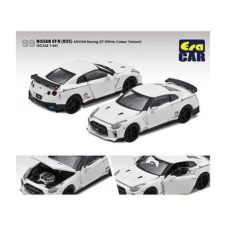 Nissan GT-R (R35) RHD (Right Hand Drive) White "Advan Racing GT" Limited Edition to 960 pieces Worldwide 1/64 Diecast Model Car by Era Car-Era Car-ModelCars.com