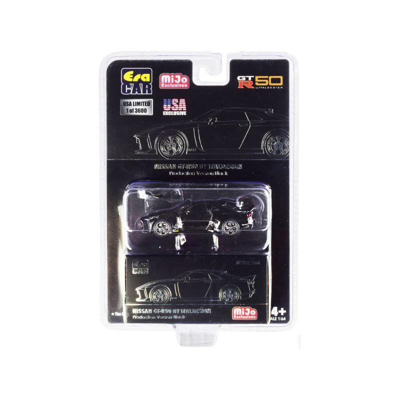 Nissan GT-R50 by Italdesign Black with Dark Gray Wheels Limited Edition to 3600 pieces 1/64 Diecast Model Car by Era Car-Era Car-ModelCars.com