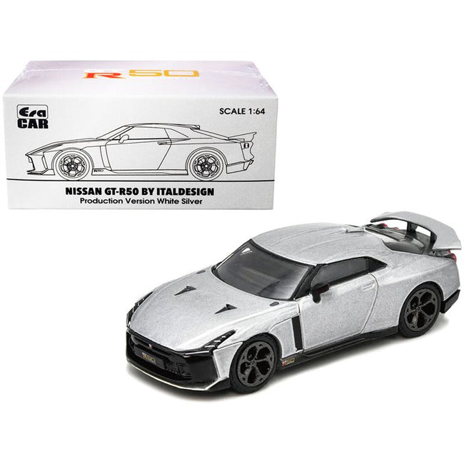Nissan GT-R50 by Italdesign White Silver 1/64 Diecast Model Car by Era Car-Era Car-ModelCars.com