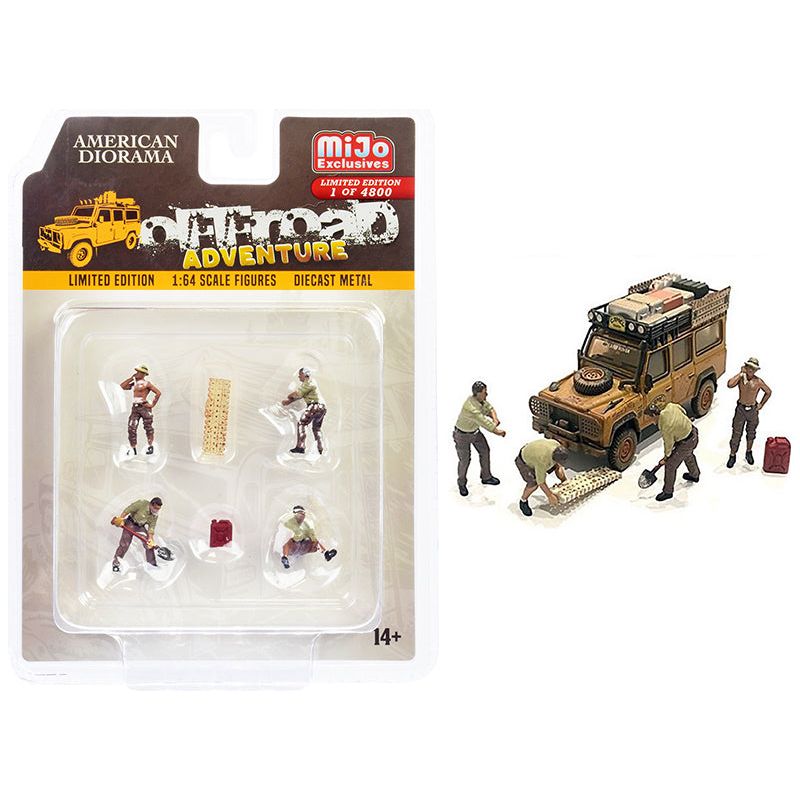 "Off - Road Adventure" 6 piece Diecast Set (4 Male Figurines and 2 Accessories) Limited Edition to 4800 pieces Worldwide for 1/64 Scale Models by American Diorama - American Diorama - ModelCars.com