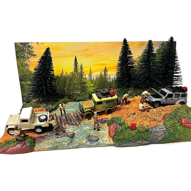 "Overland Off-Road" Diorama with Forest Background for 1/64 Scale Models by American Diorama-American Diorama-ModelCars.com