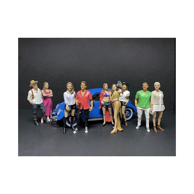 "Partygoers" 9 piece Figurine Set for 1/18 Scale Models by American Diorama - American Diorama - ModelCars.com