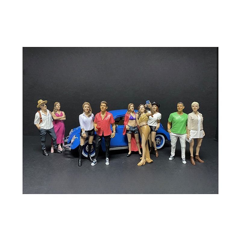 "Partygoers" 9 piece Figurine Set for 1/24 Scale Models by American Diorama-American Diorama-ModelCars.com