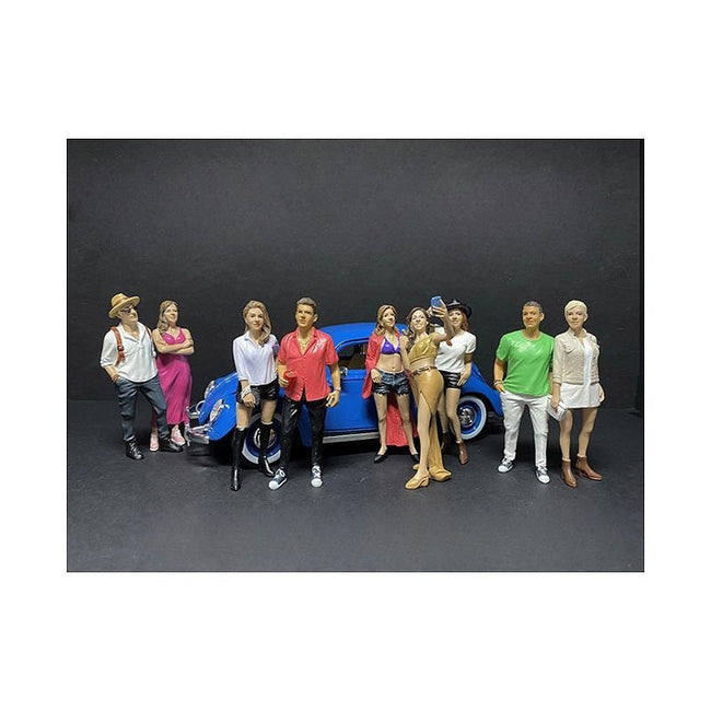 "Partygoers" 9 piece Figurine Set for 1/24 Scale Models by American Diorama-American Diorama-ModelCars.com