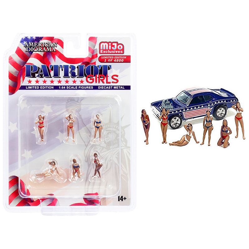 "Patriot Girls" 6 piece Diecast Figurines Set Limited Edition to 4800 pieces Worldwide for 1/64 Scale Models by American Diorama - American Diorama - ModelCars.com