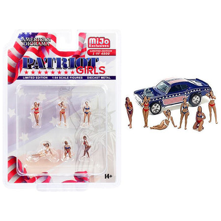 "Patriot Girls" 6 piece Diecast Figurines Set Limited Edition to 4800 pieces Worldwide for 1/64 Scale Models by American Diorama - American Diorama - ModelCars.com