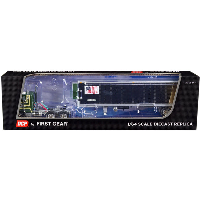 Peterbilt 352 COE 86" Sleeper and 40' Vintage Refrigerated Trailer Green with Cream Stripes "Greenstein Trucking Co." "Fallen Flag" Series 1/64 Diecast Model by DCP/First Gear - First Gear - ModelCars.com