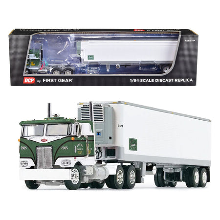 Peterbilt 352 COE 86" Sleeper and 40' Vintage Refrigerated Trailer Green with Graphics "Midwest Coast Transport" "Fallen Flag" Series 1/64 Diecast Model by DCP/First Gear - First Gear - ModelCars.com