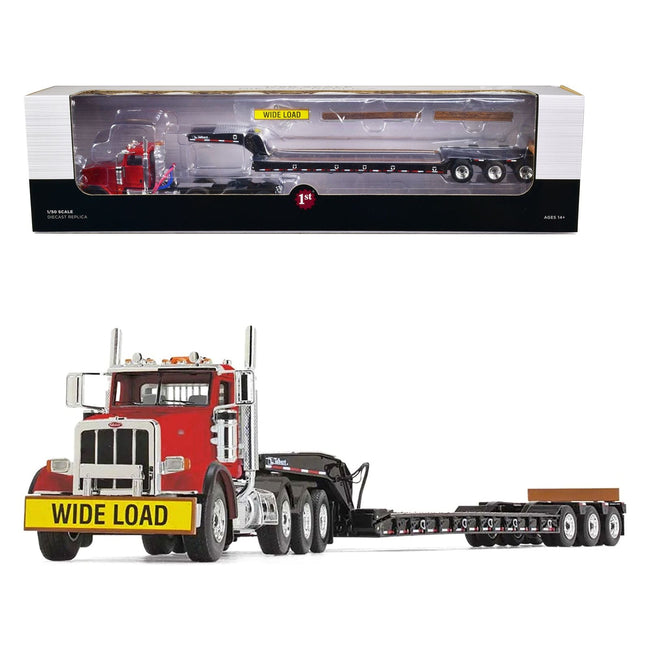 Peterbilt 367 Day Cab Cola Red and Talbert 55SA Tri - Axle Lowboy Trailer Black 1/50 Diecast Model by First Gear - First Gear - ModelCars.com