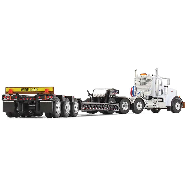Peterbilt 367 Day Cab White "Komatsu" and Talbert 55SA Tri - Axle Lowboy Trailer Black 1/50 Diecast Model by First Gear - First Gear - ModelCars.com