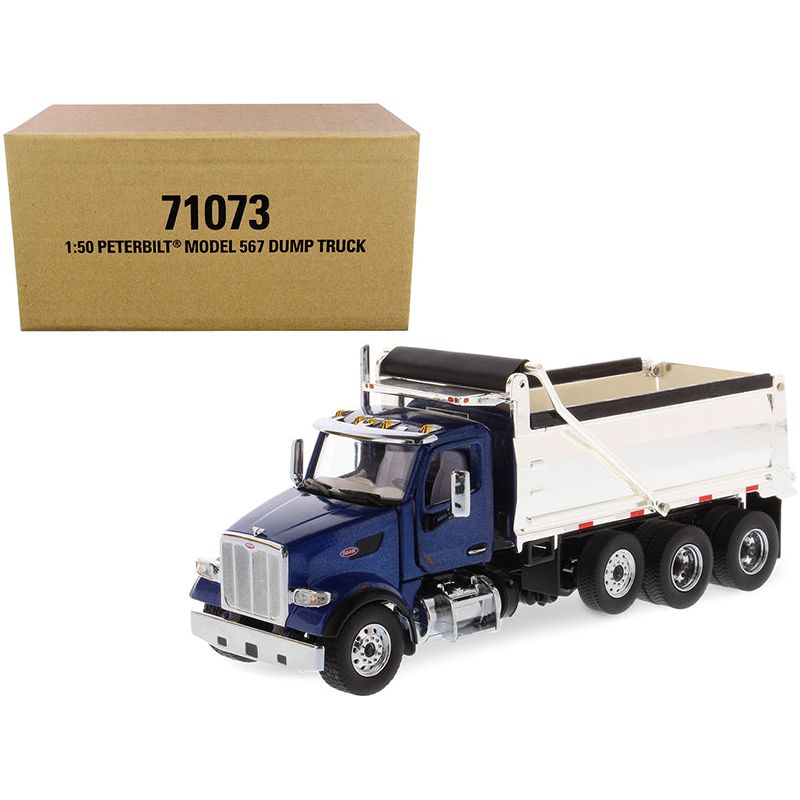 Peterbilt 567 Dump Truck Legendary Blue and Chrome "Transport Series" 1/50 Diecast Model by Diecast Masters - Diecast Masters - ModelCars.com