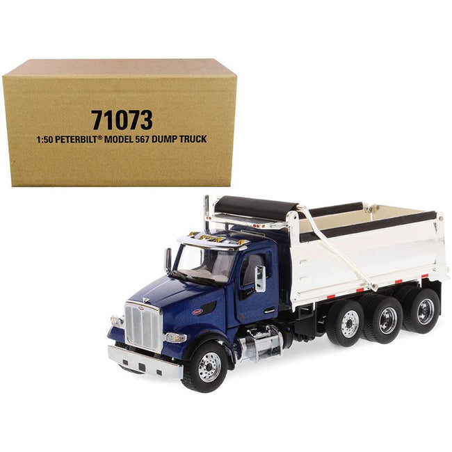 Peterbilt 567 Dump Truck Legendary Blue and Chrome "Transport Series" 1/50 Diecast Model by Diecast Masters - Diecast Masters - ModelCars.com