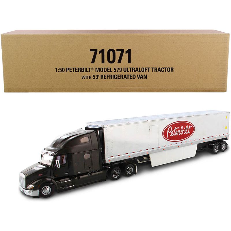 Peterbilt 579 UltraLoft Truck Tractor with 53' Refrigerated Van Legendary Black and Chrome "Transport Series" 1/50 Diecast Model by Diecast Masters - Diecast Masters - ModelCars.com