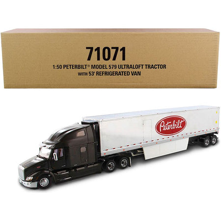Peterbilt 579 UltraLoft Truck Tractor with 53' Refrigerated Van Legendary Black and Chrome "Transport Series" 1/50 Diecast Model by Diecast Masters - Diecast Masters - ModelCars.com