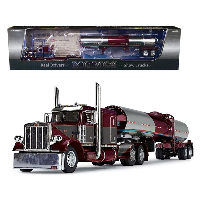 Peterbilt Model 359 with 63” Flat Top Sleeper & Brenner Tank Trailer Purple 1/64 Diecast Model by DCP/First Gear - First Gear - ModelCars.com