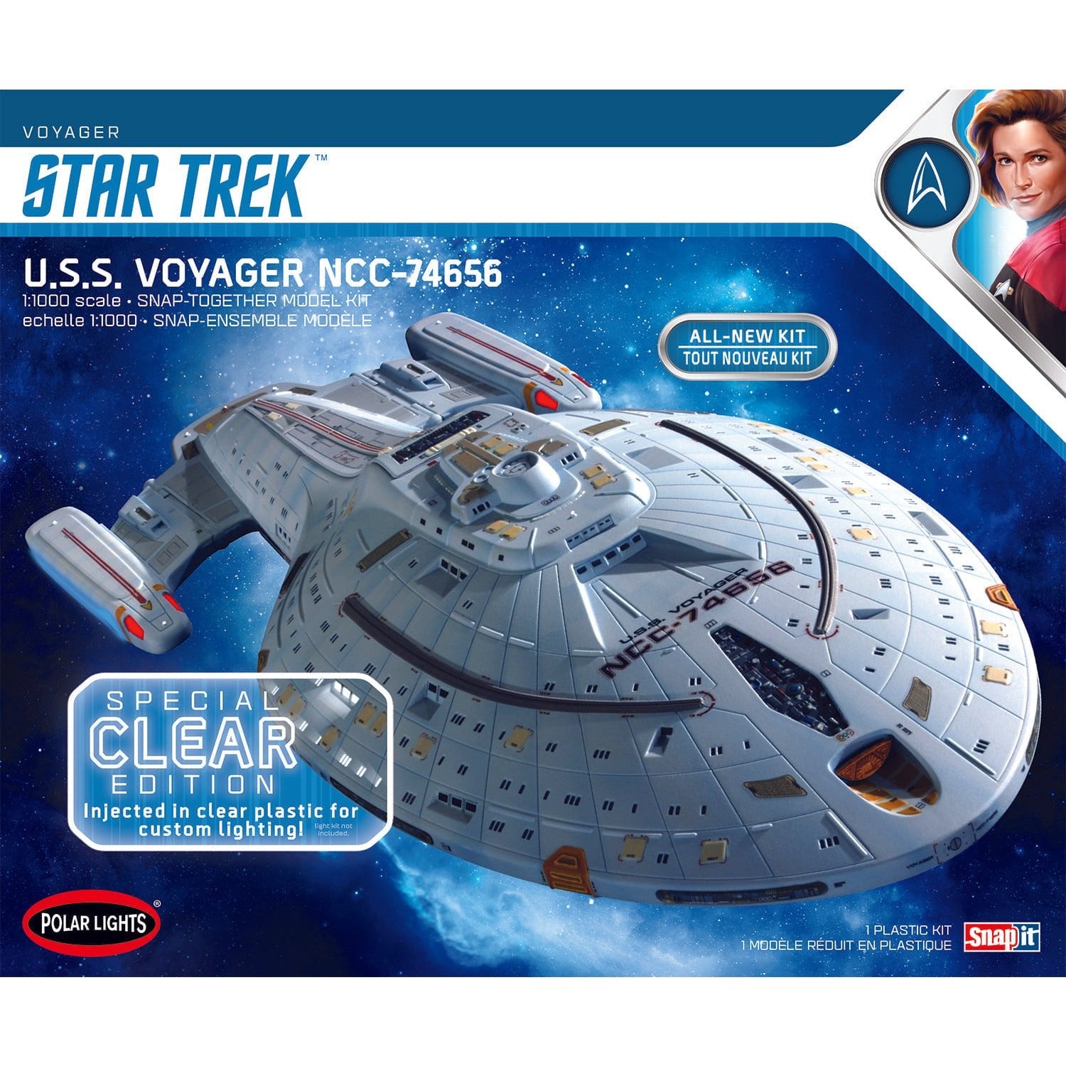 Polar Lights Star Trek U.S.S. Voyager Clear Edition (Snap) 1:1000 Scale Model Kit - Polar Lights - ModelCars.com