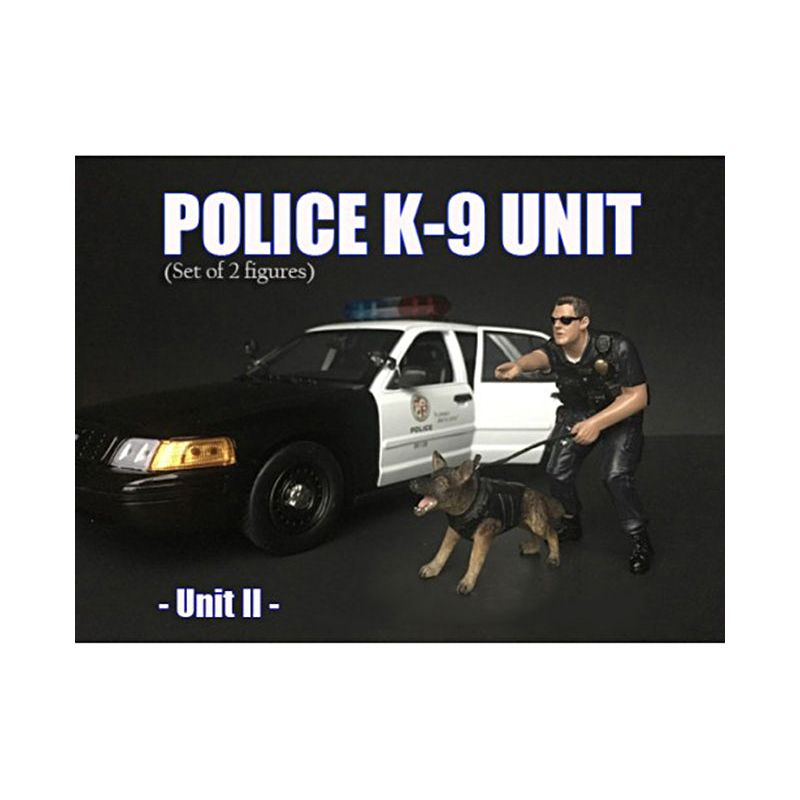 Police Officer Figure with K9 Dog Unit II for 1/18 Scale Models by American Diorama-American Diorama-ModelCars.com