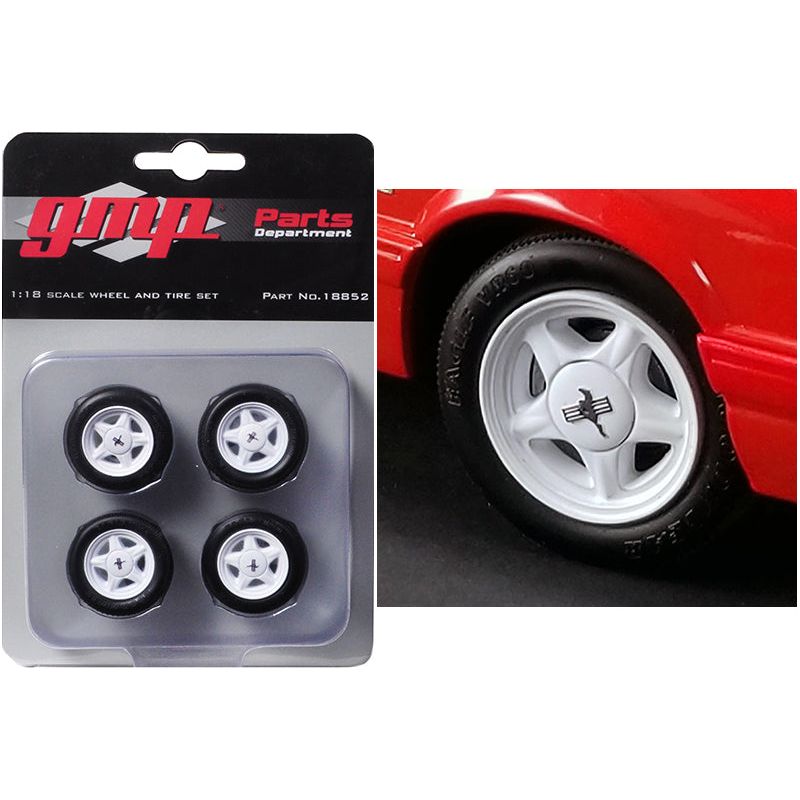 Pony Wheels and Tires Set of 4 pieces from "1992 Ford Mustang LX" 1/18 by GMP-GMP-ModelCars.com