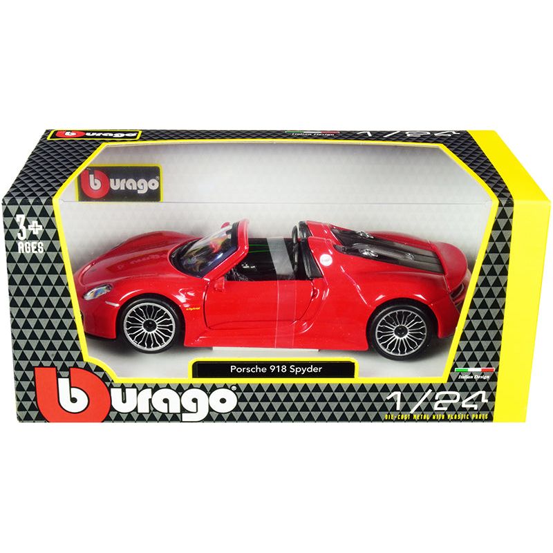 Porsche 918 Spyder Convertible Red 1/24 Diecast Model Car by Bburago - Bburago - ModelCars.com