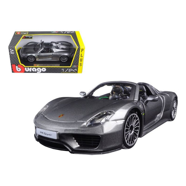 Porsche 918 Spyder Gray Metallic 1/24 Diecast Model Car by Bburago - Bburago - ModelCars.com