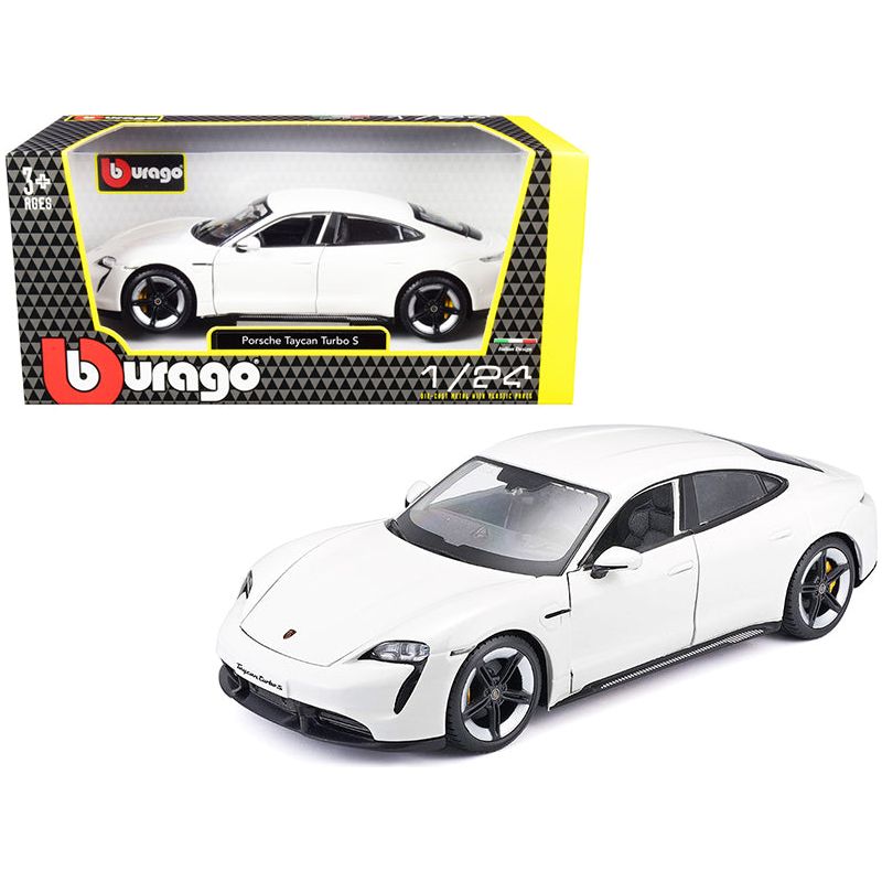 Porsche Taycan Turbo S White 1/24 Diecast Model Car by Bburago-Bburago-ModelCars.com