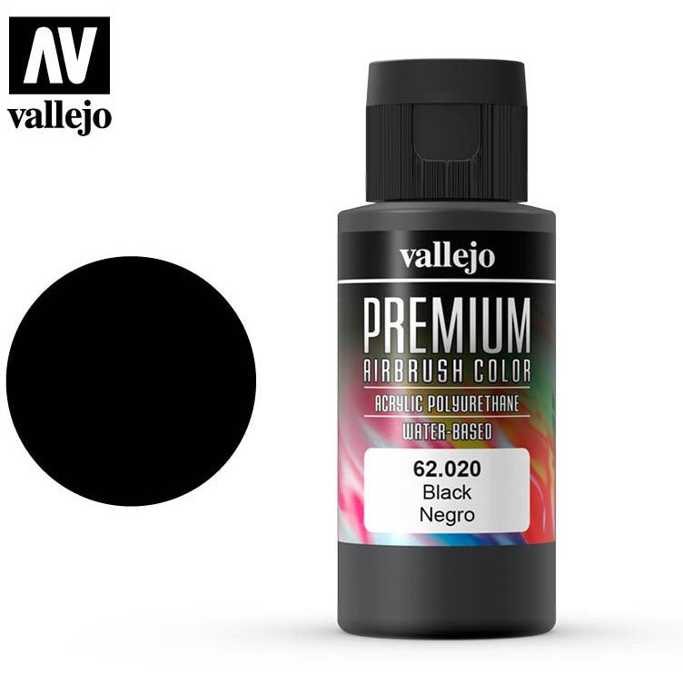 Premium Airbrush Color Vallejo Black 62020 - Vallejo - ModelCars.com