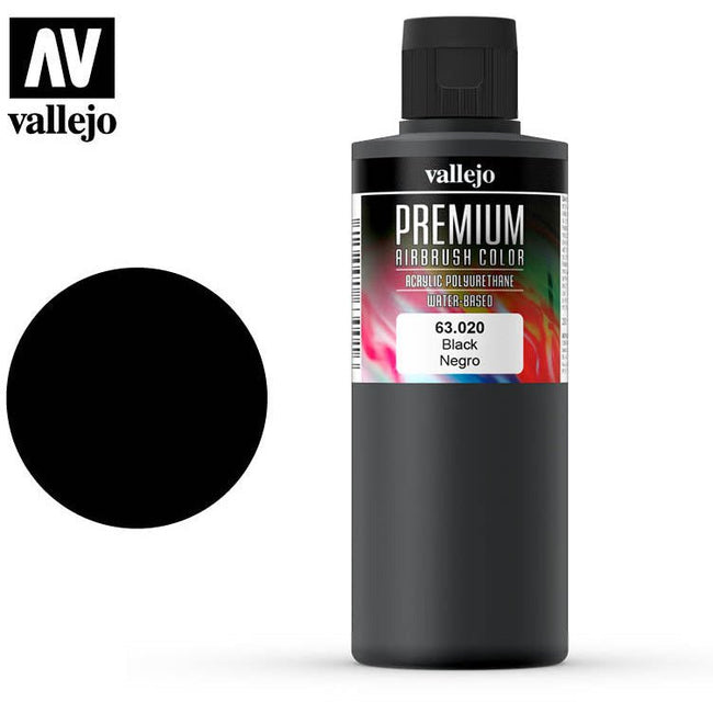 Premium Airbrush Color Vallejo Black 63020 - Vallejo - ModelCars.com