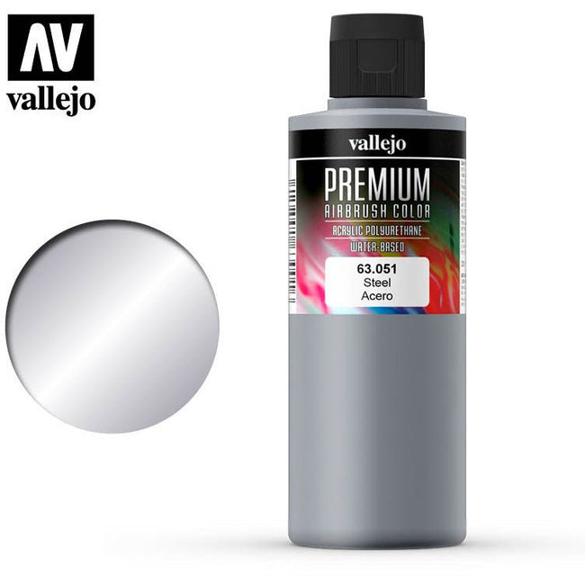Premium Airbrush Color Vallejo Steel 63051 - Vallejo - ModelCars.com